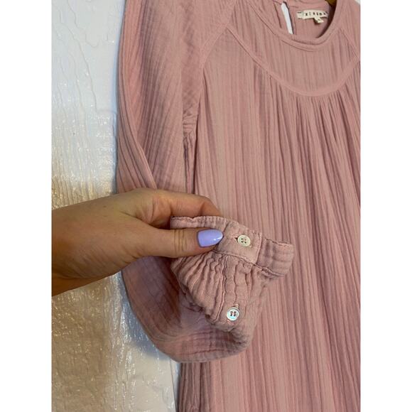 XIRENA Pink Gauze Belted Long Sleeve Maxi Dress US S - Picture 6 of 12